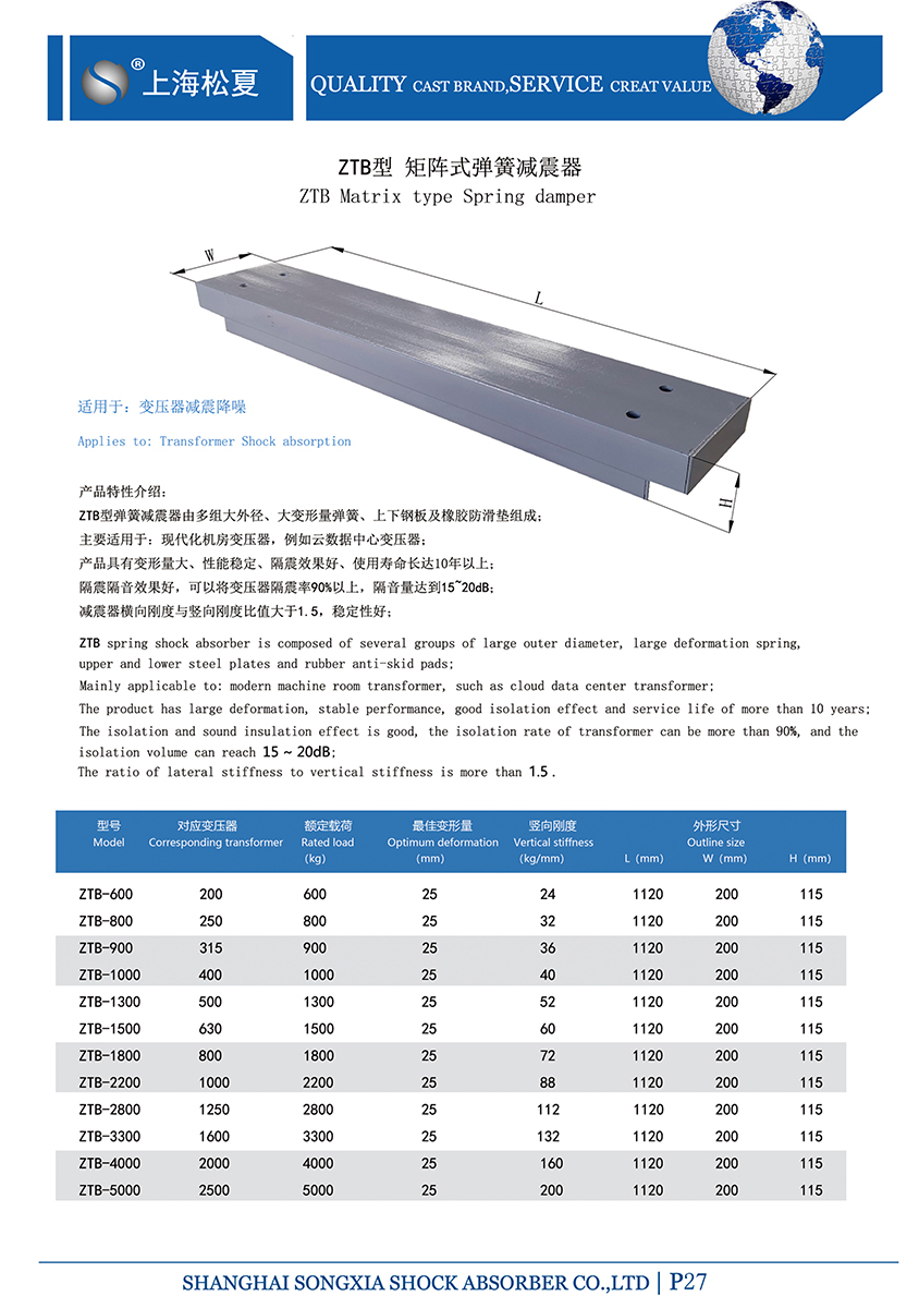 矩陣式<a href='http://www.shihuaxi.cn' target='_blank'><u>彈簧減震器</u></a>-變壓器專用